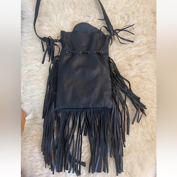 Black Spell & the Gypsy Dreamweaver Black | Black Leather Fringe Boho Crossbody - Picture 5 of 15